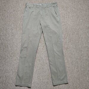 SAVE KHAKI UNITED Chino Pants Men 34 Green 100% Cotton USA Made Pleated